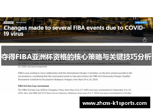 夺得FIBA亚洲杯资格的核心策略与关键技巧分析