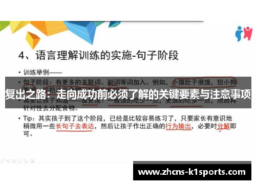 复出之路：走向成功前必须了解的关键要素与注意事项
